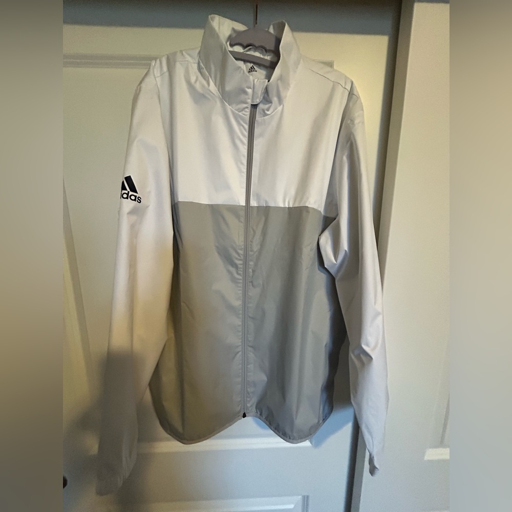 Adidas Golf Climastorm Provisional Rain Jacket, large, white/gray